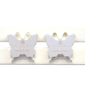 Gucci Sterling Silver Butterfly stud Earrings NIB Logo Stamped